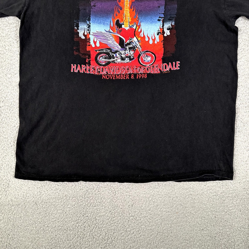 Harley Davidson Shirt Mens XL Black Vintage Graphic 1999 Casual Flames USA Made - Picture 3 of 11
